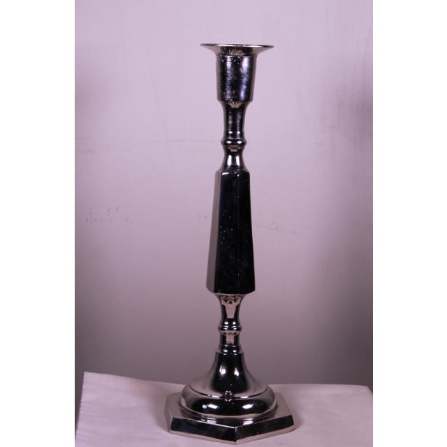 Metal Antique Nickel-Plated Candle Holder For Sale - Image 7 of 7
