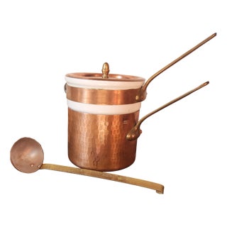Vintage French Copper Double Boiler from Apilco, 1960s For Sale