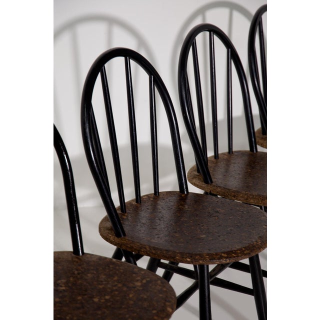 1970s Wood and Cork Chairs, 1970, Set of 6 For Sale - Image 5 of 14