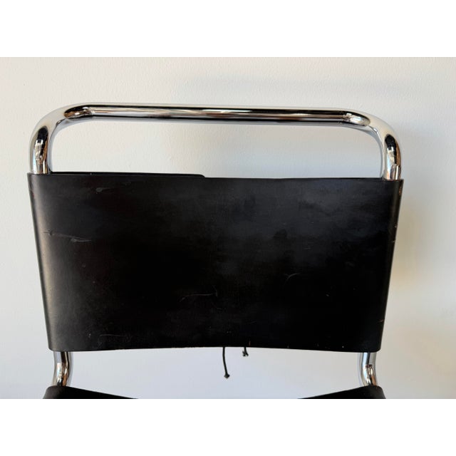 1960s 1960s Mies Van Der Rohe Style Chrome & Black Leather Cantilever Accent Desk Chair For Sale - Image 5 of 12