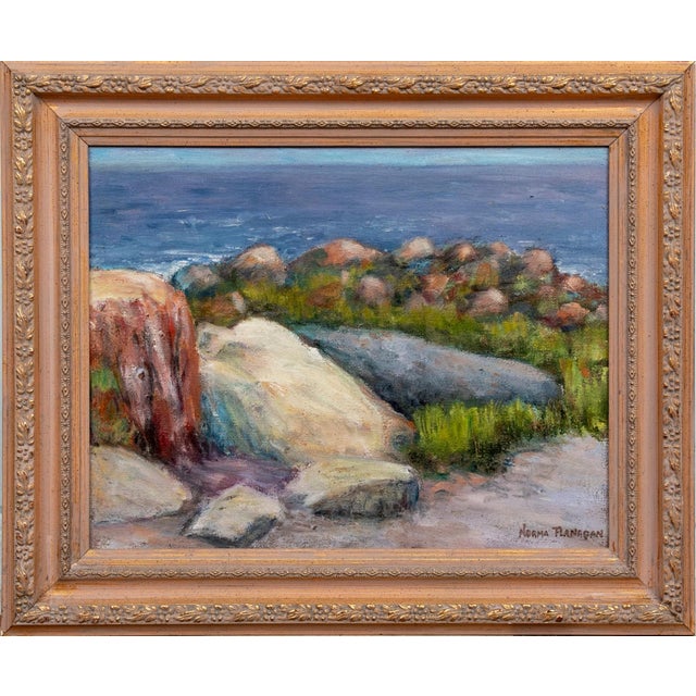 Norma B. Flanagan (20th Century Connecticut) Seascape "Low Tide" Oil on Canvas For Sale