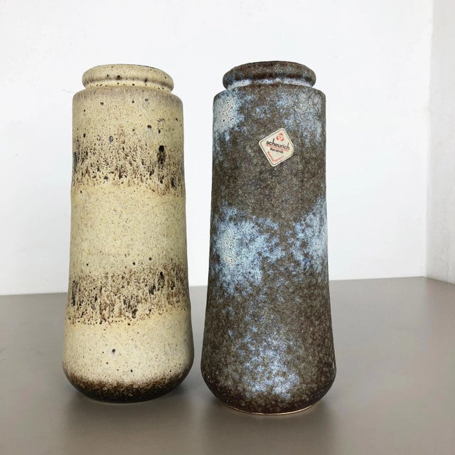 Pottery Fat Lava 206-26 Vases by Scheurich, Germany, 1970s, Set of 2 For Sale - Image 3 of 16