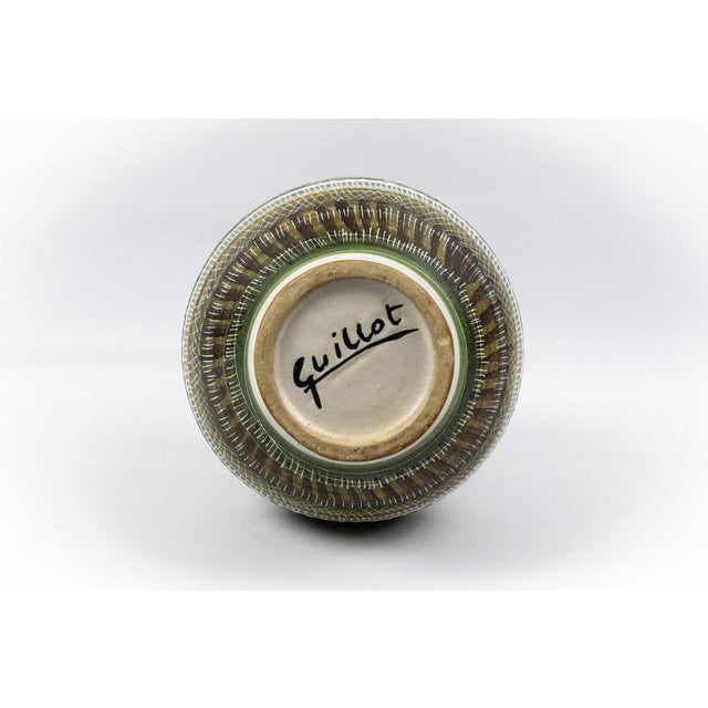 Large Mid-Century Green and Brown Glazed Ceramic Vase with Handle by Marcel Guillot for Salon des Ateliers d'Art, France, 1950s For Sale - Image 10 of 11