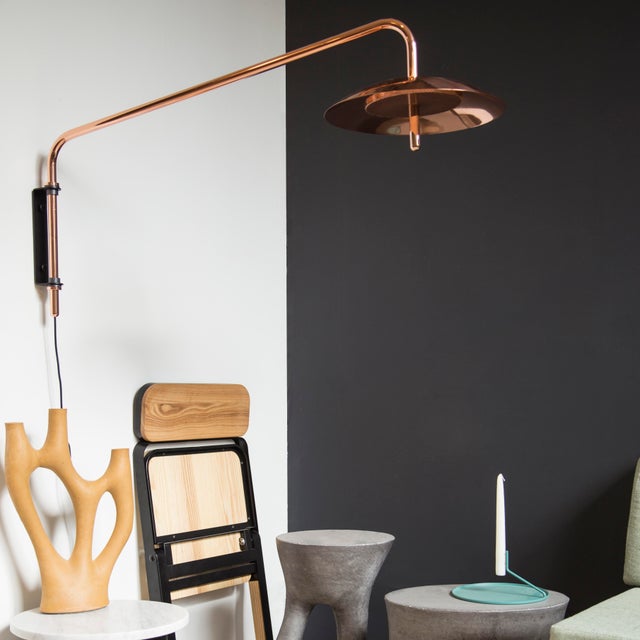 Souda Signal Arm Sconce - Long / Black & Copper, Modern, Hardwired, Minimal Led Wall Light For Sale - Image 4 of 6