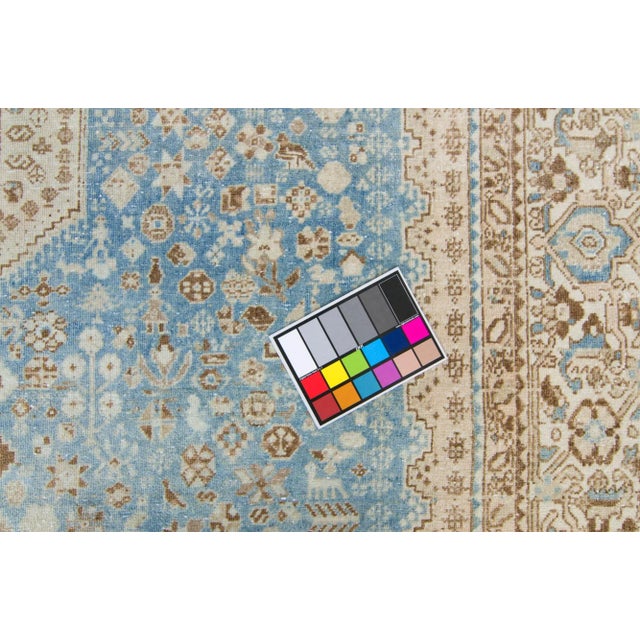 Textile 1930s Vintage Champagne Blue Hand-Knotted Rug - 6’8” X 9’11” For Sale - Image 7 of 11
