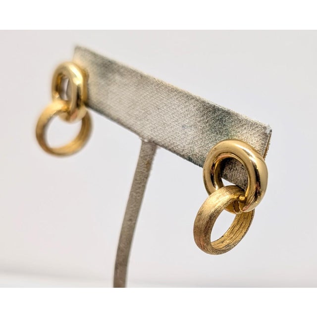 Givenchy Vintage 1980s Signed Givenchy Goldtone Loop Drop Pierced Earrings-2 Pieces For Sale - Image 4 of 9