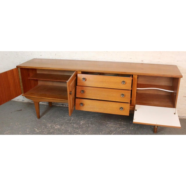 Mid-Century Teak Credenza W/ Louvered Front For Sale In New York - Image 6 of 18