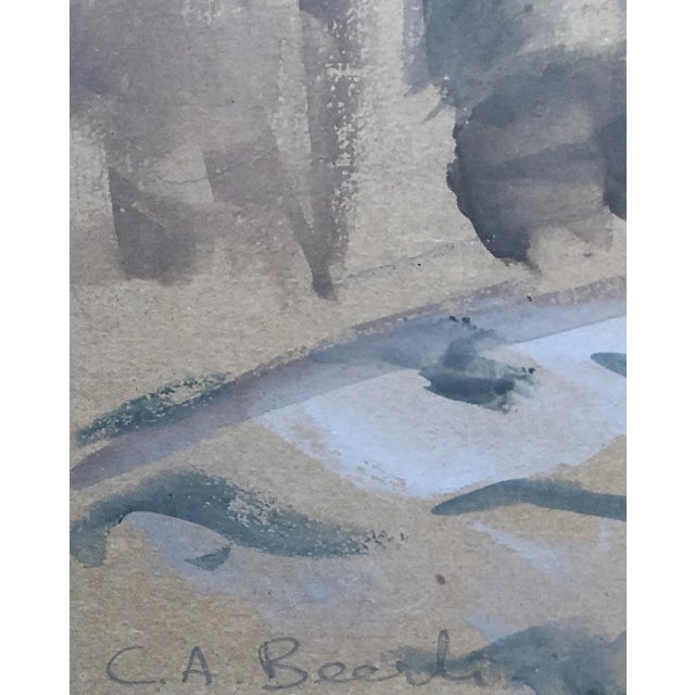 Modern C.A., Dame en pleine écriture, Watercolor on Paper, Framed For Sale - Image 3 of 10