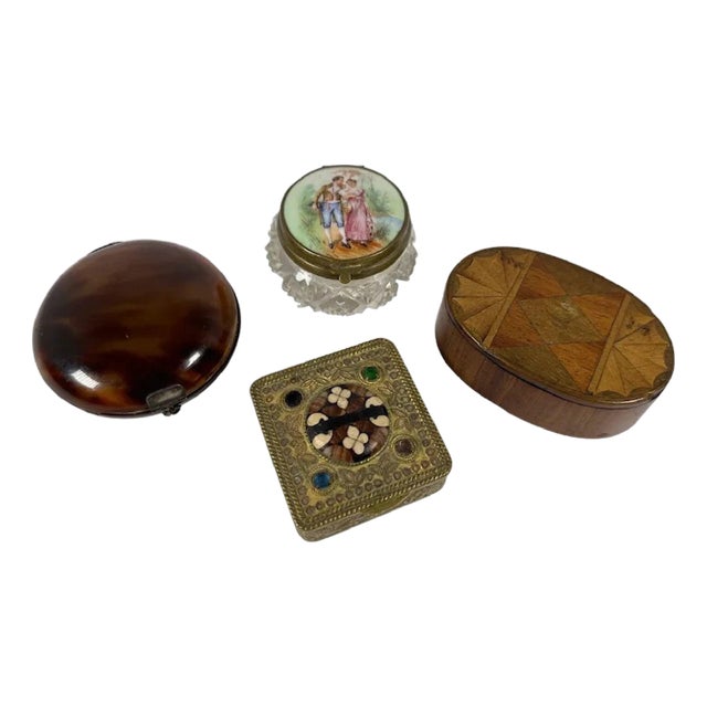 Antique Victorian Trinket Boxes: Snuff, Pill, Compact Collection For Sale