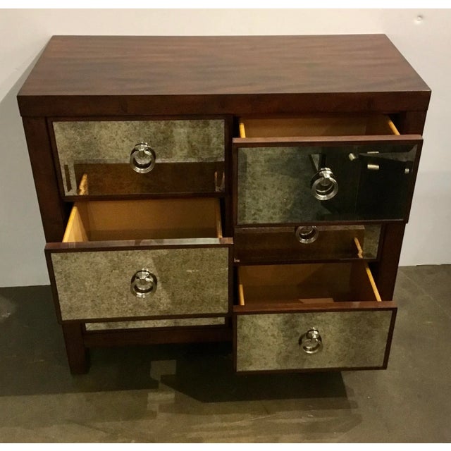 2010s Modern Antiqued Mirror and Wood Chest of Drawers For Sale - Image 5 of 6