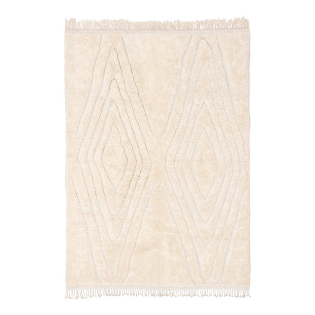 Hand-Knotted Natural Wool Rug by Azele Studio For Sale