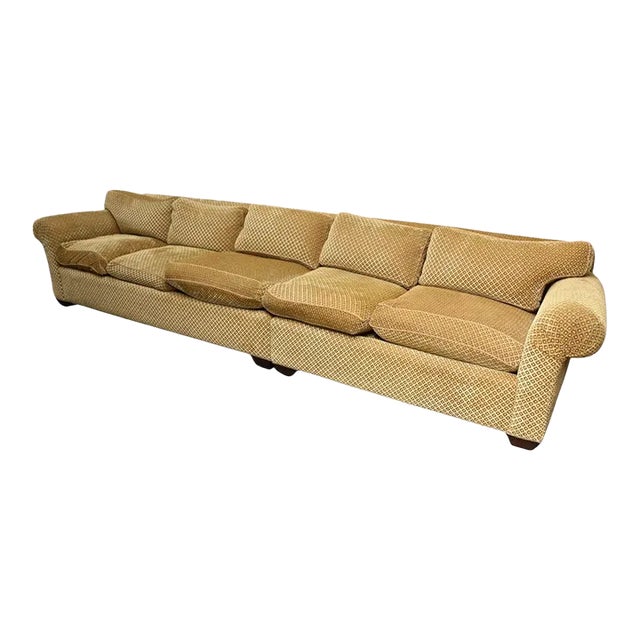 12 Foot Henry House Sofa in Gold and Velvet Fabric For Sale