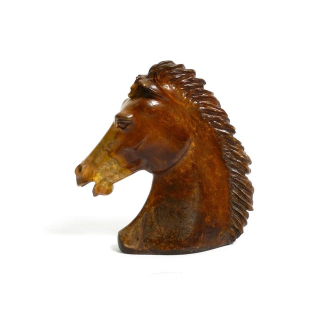 Large Horse Head Sculpture in Brown Soapstone, 1960s For Sale - Image 18 of 18