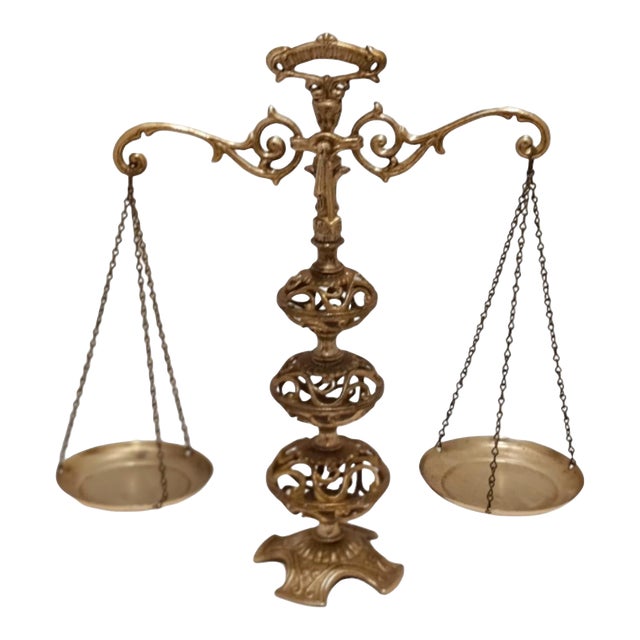 1960s Hollywood Regency Ornate Decorative Filigree Balance Scale | Chairish