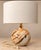 Striking vintage Mid-Century Modern table lamp featuring a sculptural spherical base with a beautiful marbled glaze in...