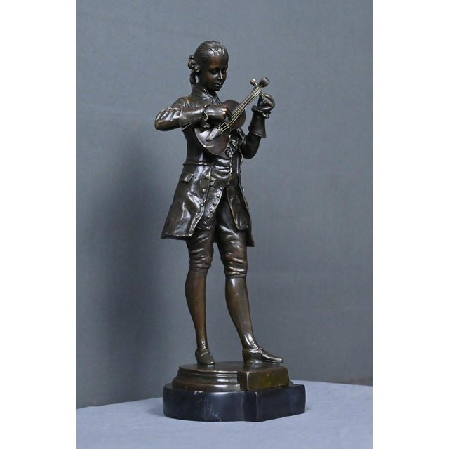 Mozart Tuning His Violin, 20th Century, Bronze For Sale - Image 9 of 14