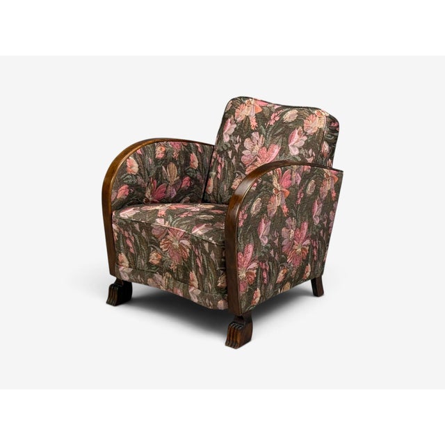 Swedish Modern, Art Deco Lounge Chairs, Stained Birch, Fabric, Sweden, 1940s For Sale In New York - Image 6 of 13