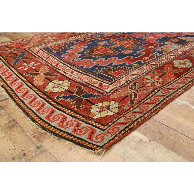 Late 19th Century Antique Russian Caucasian Kazak Rug, 04'00 X 08'00 For Sale In Dallas - Image 6 of 9