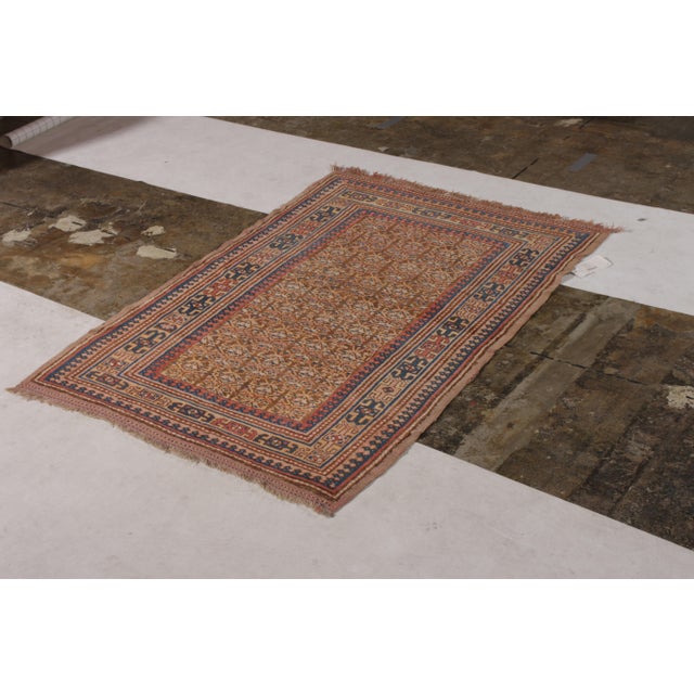 Traditional Hand-Knotted Antique Hamadan Rug in Beige Brown All Over Geometric Pattern For Sale - Image 3 of 6