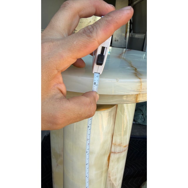Metal Mid-Century Modern Onyx Tripple Cylinder Base Side Tables Stand Pedestal Tables For Sale - Image 7 of 17