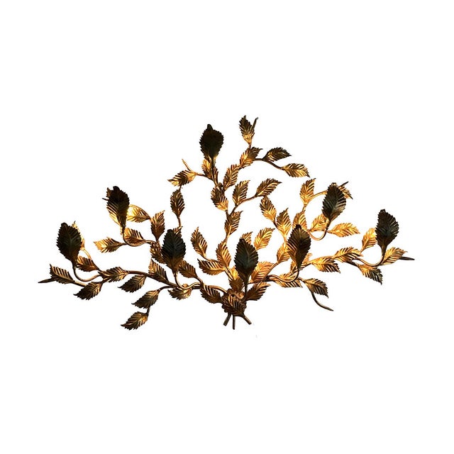1960s Gilt Metal Wall Sculpture of Floral Branches For Sale - Image 4 of 6