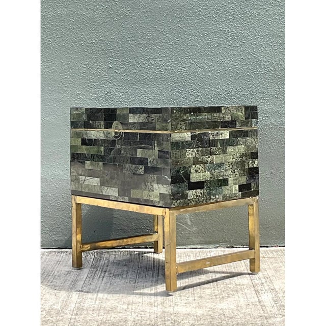 Brass Vintage Stone and Metal Side Table For Sale - Image 8 of 12