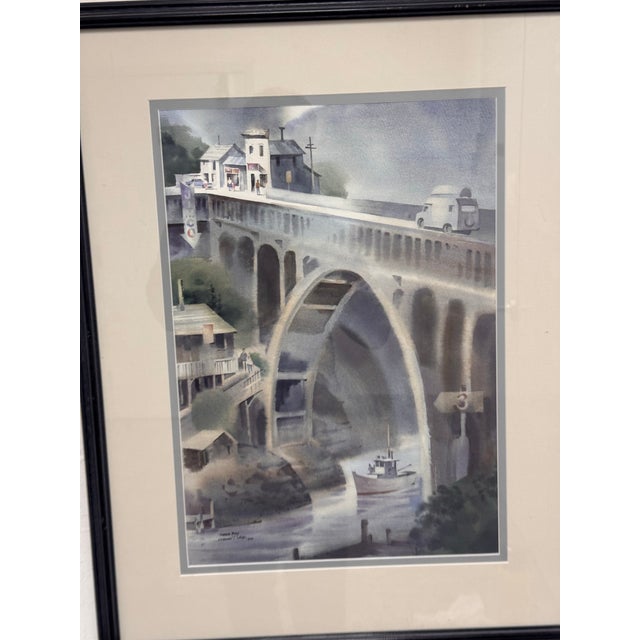 Paint Norman Duke Depoe Bay Framed Watercolor, Circa 1985 For Sale - Image 7 of 11