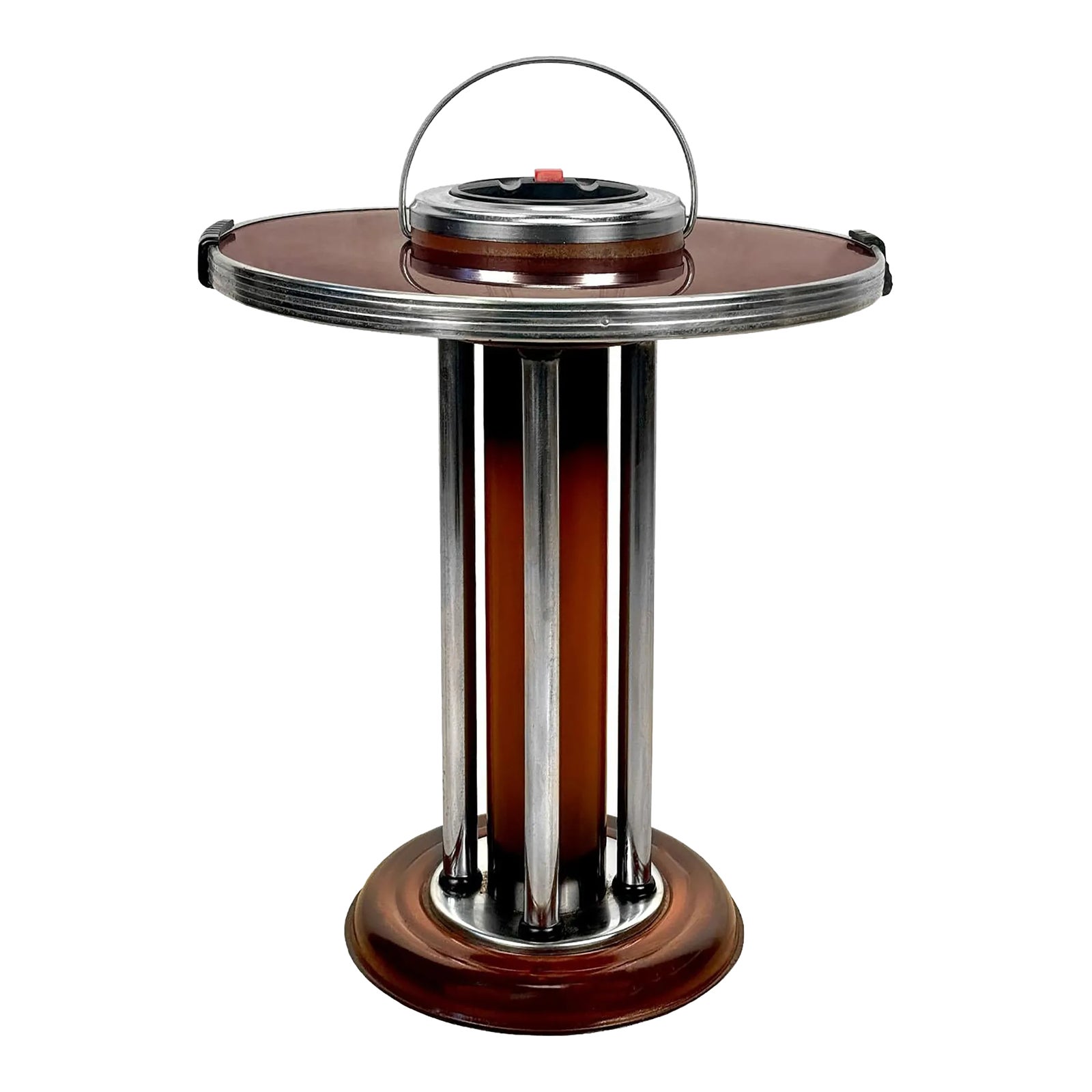 MidCentury Art Deco Chrome Column Trapdoor Ashtray Cigar Smokers Stand