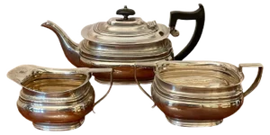 Edwardian Silver-Plated Tea Set Stamped Goldsmiths & Silversmith, Set of 3