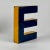 Vintage Metal Porcelain Enamel Letter 'E' Sign in Blue & Yellow For Sale - Image 4 of 7
