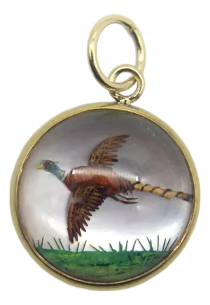 1910s 18k Gold Essex Crystal Pheasant Charm
