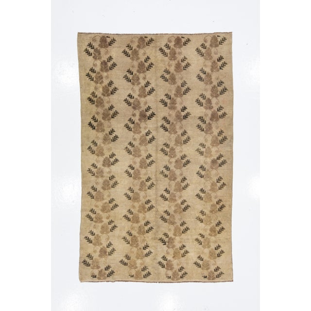Textile Antique Khotan Handmade Floral Pattern Wool Rug in Tan For Sale - Image 7 of 9
