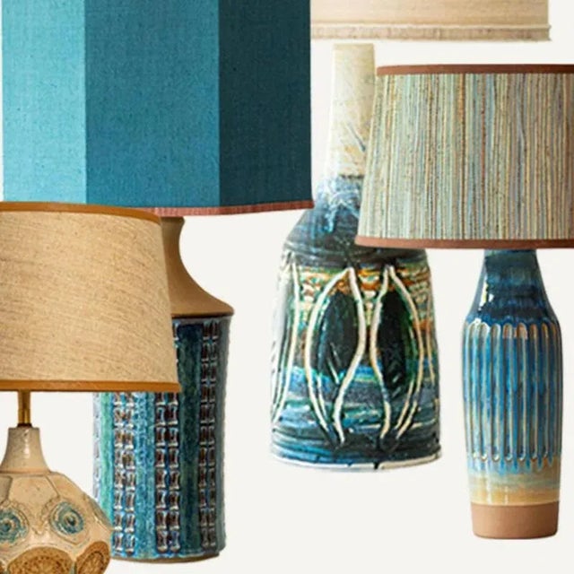 One of the four ceramic table lamps, 1970s. This set brings a rich visual appeal to any interior. with its beautiful...
