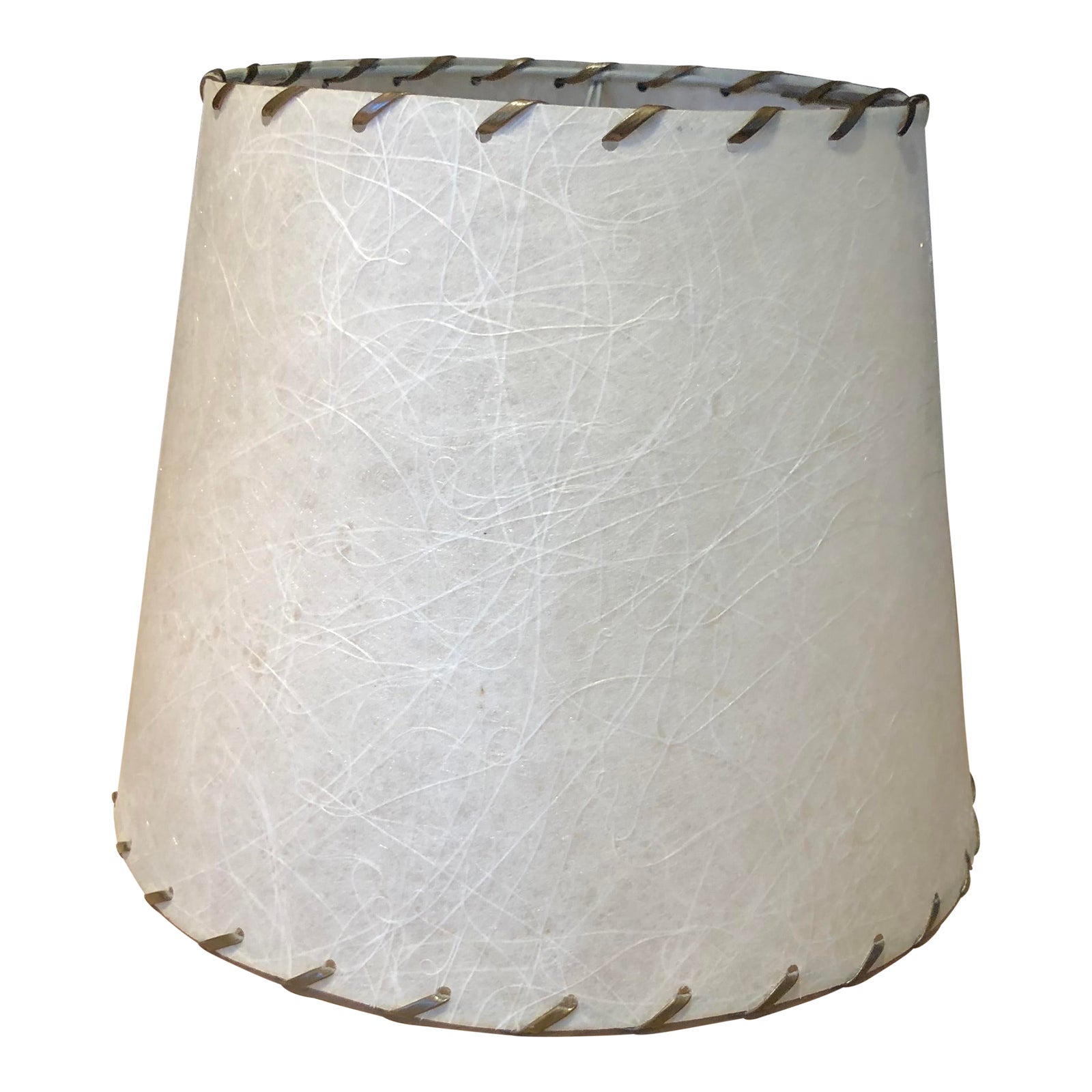 Vintage 1960s Parchment Lamp Shade Wrapped Faux Leather Trim