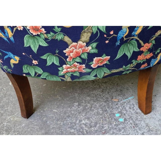 Pair of Vintage Queen Anne Wingback Chairs in Sanderson Chinoiserie Hall Upholstery For Sale - Image 11 of 17