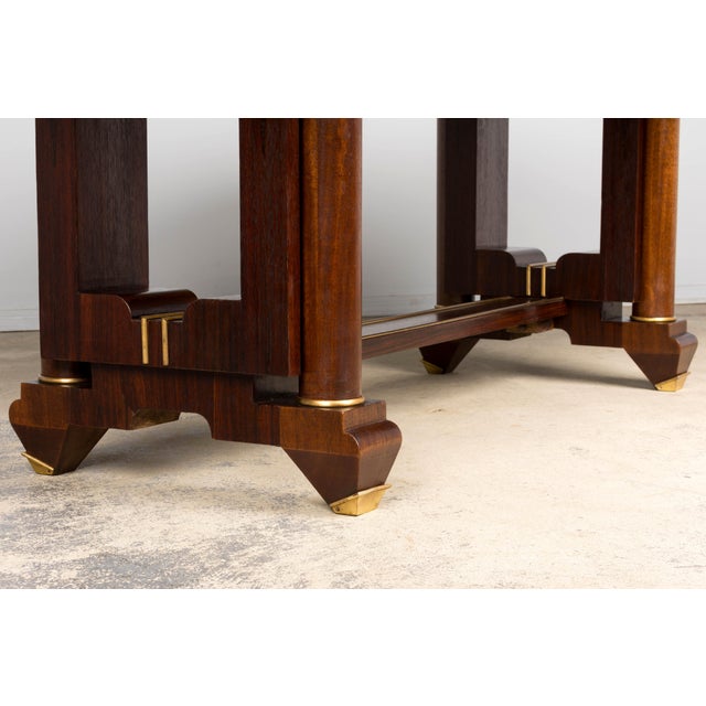 Art Deco Rosewood and Brass Dining Table, Jules Leleu Style, 1930s For Sale - Image 10 of 18