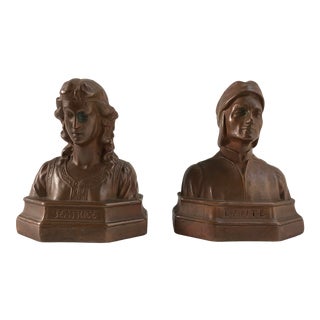 1930s Vintage Beatrice & Dante Bronze-Clad Bookends - a Pair For Sale