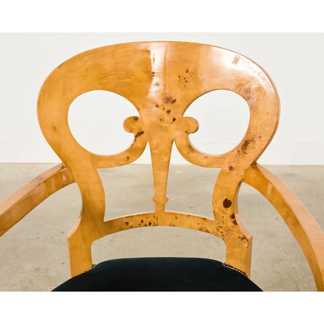 Set of Twelve Viennese Biedermeier Style Burl Maple Dining Chairs For Sale - Image 13 of 18