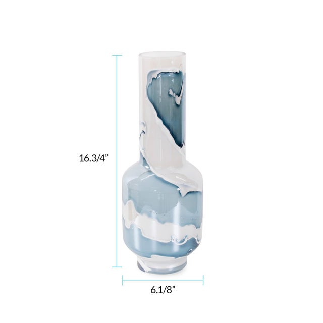 Glass Glacier Bay Layered Cylindrical Glass Vase- Tall For Sale - Image 7 of 10