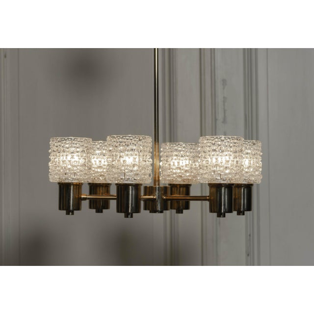 Chandelier attributed to Carl Fagerlund for Orrefors, Sweden, 1950s For Sale - Image 6 of 6