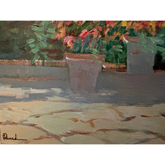 Contemporary Large Botanical Garden Landscape Oil Painting, Framed For Sale - Image 9 of 12