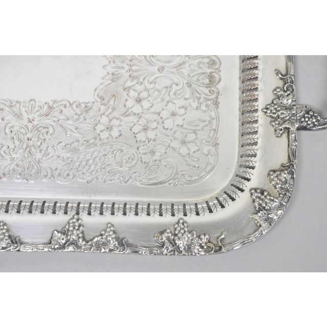 Vintage Victorian Silver Plated Grapevine Bar Serving Platter Tray by Excelsior For Sale In Philadelphia - Image 6 of 16