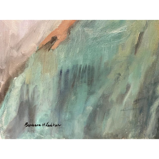 Vintage Barbara Lebhar Oil on Canvas of a Young Lady in a Blue Dress Titled Mood Indigo For Sale In New York - Image 6 of 8