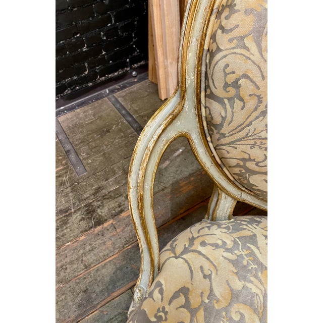 Pair George III Open Arm Chairs in C. 1970's Fortuny For Sale - Image 11 of 12