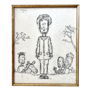 William AnthonyWilliam Anthony 1982 American Subversive Satirical Caricature Drawing "Gilles", 1982 For Sale