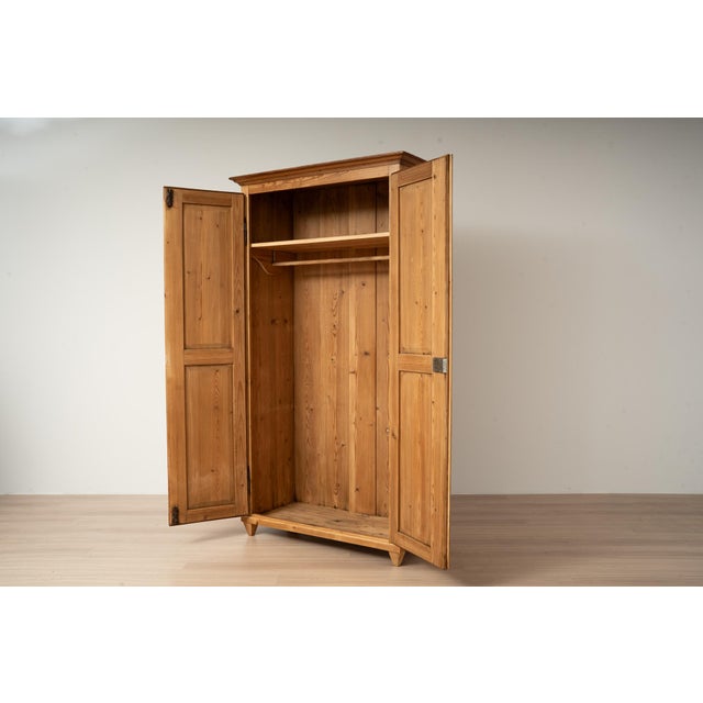 19th Century Antique Late 19th Century German Pine Wardrobe with Hanging Rail and Shelf For Sale - Image 5 of 13
