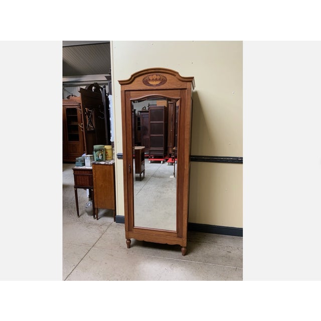 Vintage Art Deco Narrow Wardrobe with Linen Compartment, 1930 For Sale - Image 6 of 8