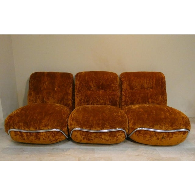 Modular 3-Seater Sofa in Steel and Velvet by Adriano Piazzesi, Italy, 1970s, Set of 3 For Sale - Image 13 of 15