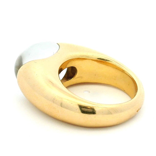 Vintage Baccarat 18k Gold Crystal Dome Statement Ring, French Modernist, Size 6.5 For Sale - Image 10 of 13