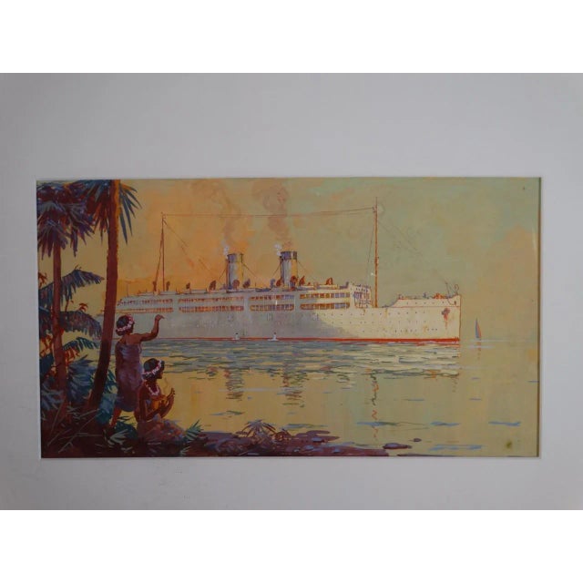 Early 20th Century "Cruise Ship in Hawaii" Gouache Painting by Thomas Hill McKay, Framed For Sale - Image 4 of 11